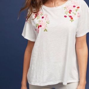Anthropologie Akemi + Kin Embroidered Floral Tee